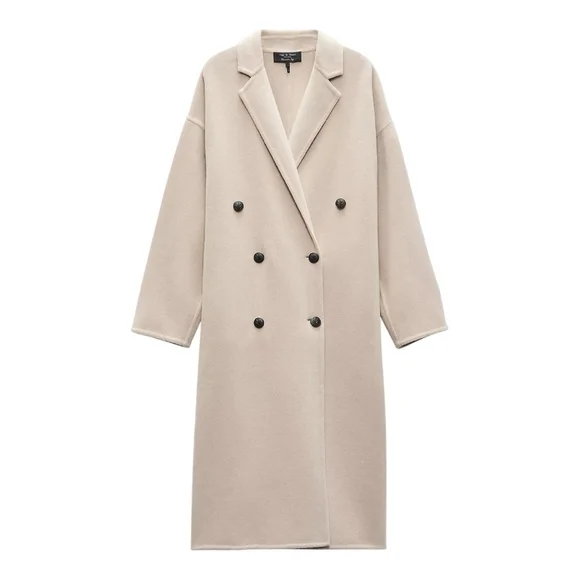 Rag & bone Thea Beige Wool Double-Breasted Coat Size Large - Picture 5 of 13